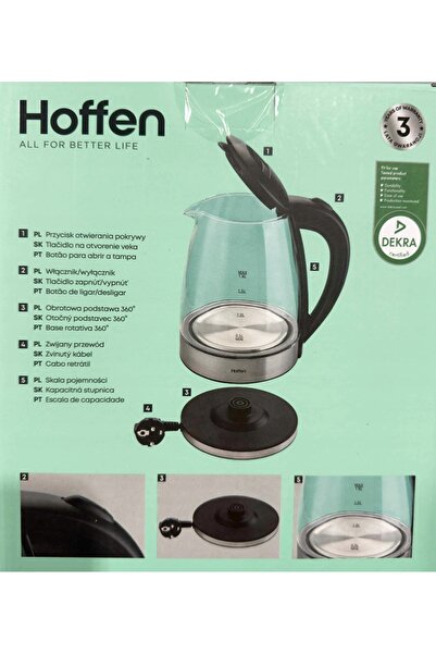NO BRAND Hoffen Fierbător electric cu LED 2200 W 1.8 L Argintiu/Gri