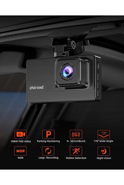 NO BRAND Cameră auto Full HD 1080P pentru înregistrarea drumului 176 °   Card...