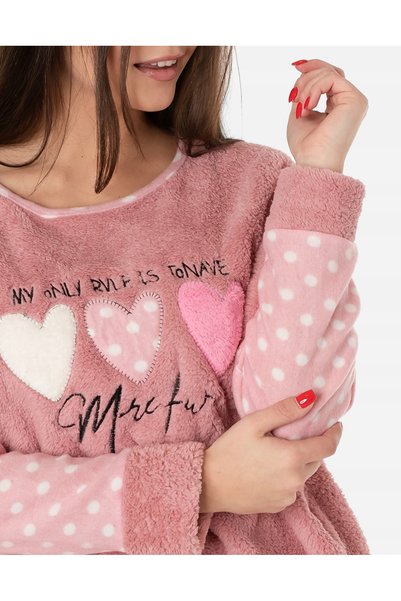 NO BRAND Pijamale de damă călduroase și groase, din fleece pufos, bluză și pa...
