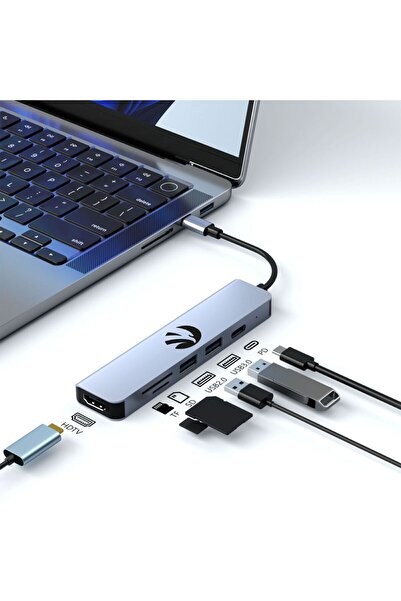 NO BRAND Hub adaptor USB 3.0 splitter Hawk 6 în 1 HDMI 4K MicroSD USB-C