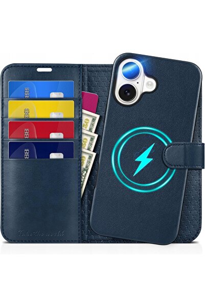 NO BRAND Husă tip carte din piele Tucch MagSafe pentru iPhone 16 Plus, portof...