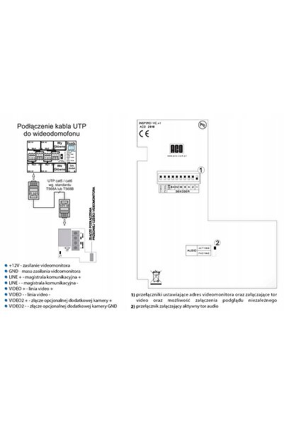 NO BRAND Aco Monitor videointerfon alb cu fir 4