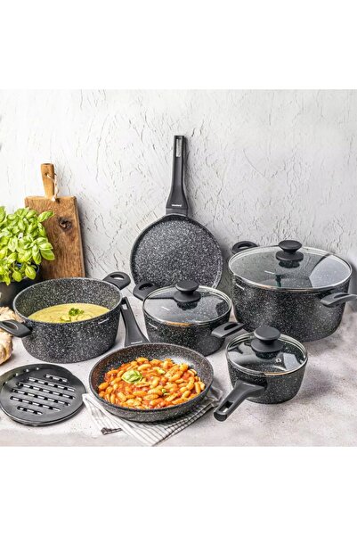 NO BRAND Set de oale Klausberg din aluminiu marmorat, 12 piese.
