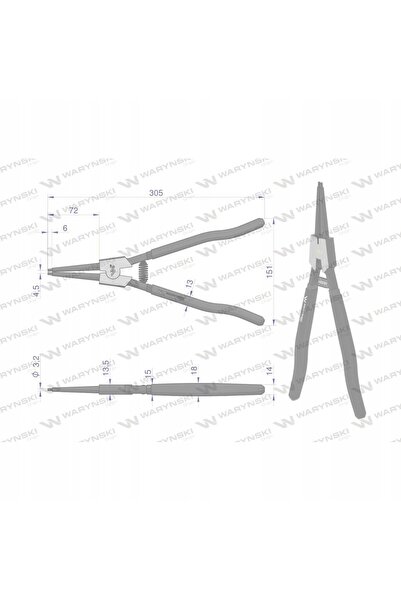 NO BRAND Clește Segera 300mm drept extern pentru inele de siguranță Waryński