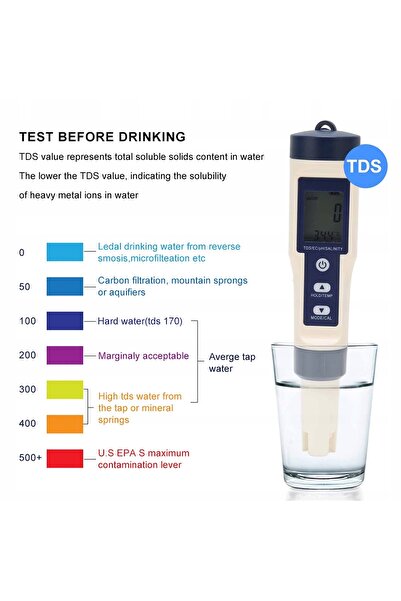 NO BRAND Tester profesional 4 în 1 pH TDS EC temperatură