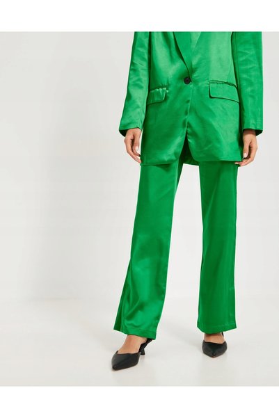 NO BRAND G22e012 doar pantaloni evazați din satin verde 38/32