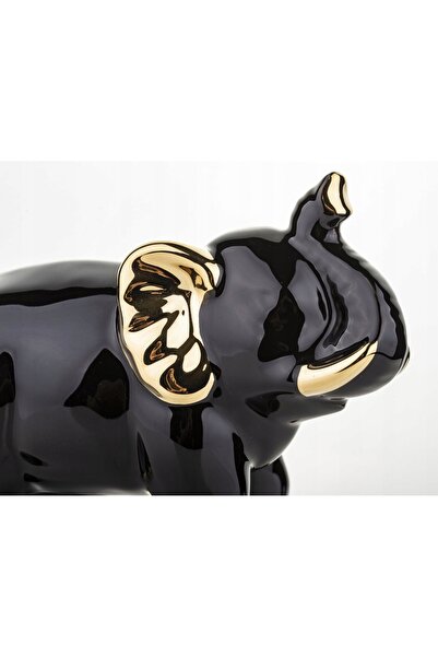 NO BRAND Figurină decorativă elefant ceramică negru auriu ornament 12 cm