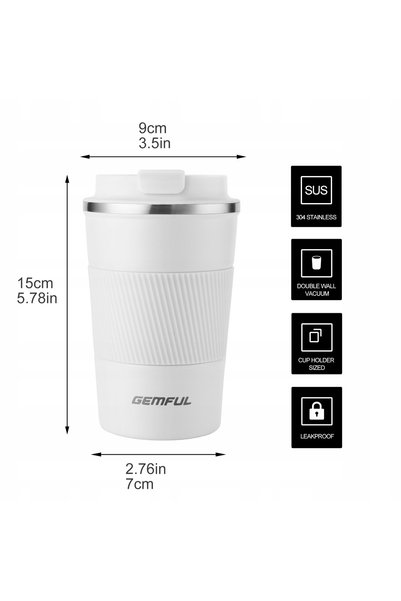 NO BRAND Cană de călătorie din oțel inoxidabil de 380 ml, anti-vărsare, cu ca...