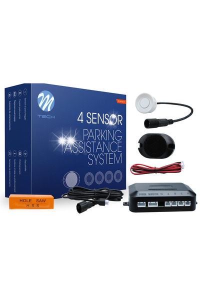 M-TECH Senzor de parcare Parktronik cu avertizor sonor alb