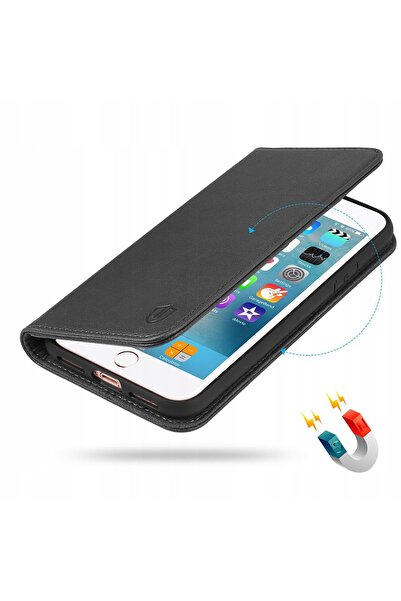 NO BRAND Shieldon husă flip din piele naturală pentru iPhone 13 Pro negru RFID