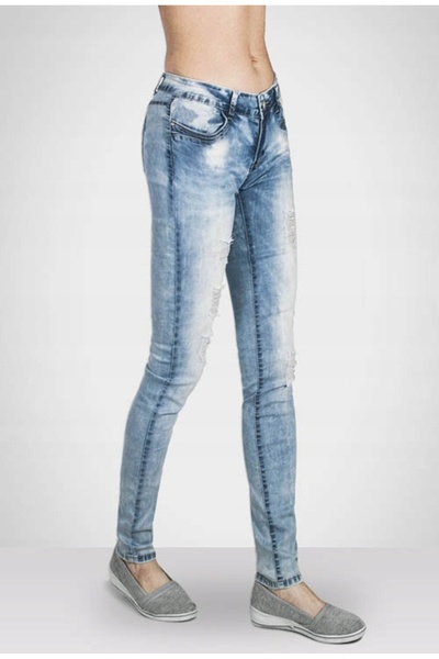NO BRAND Pantaloni Blugi Skinny Femei Talie Înaltă Elastici Franjurați Rupți ...