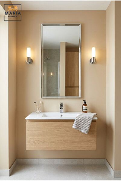 MARIA HOMES مرآة حائط مستطيلة كبيرة مؤطرة 120 × 60 سم مع إطار عاكس نحيف، مرآة...