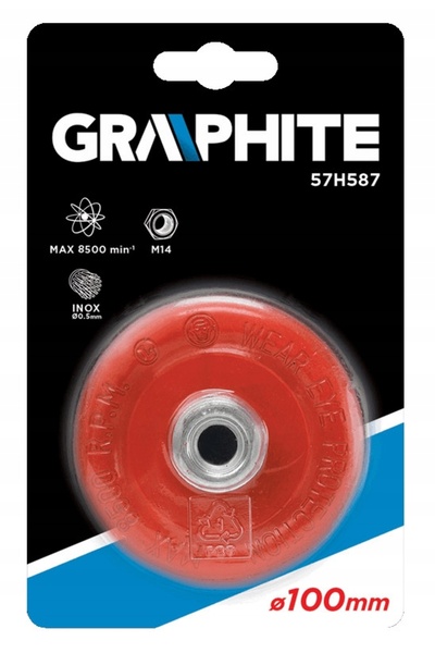 graphite Perie frontală din sârmă, întărită, 100 mm x M1