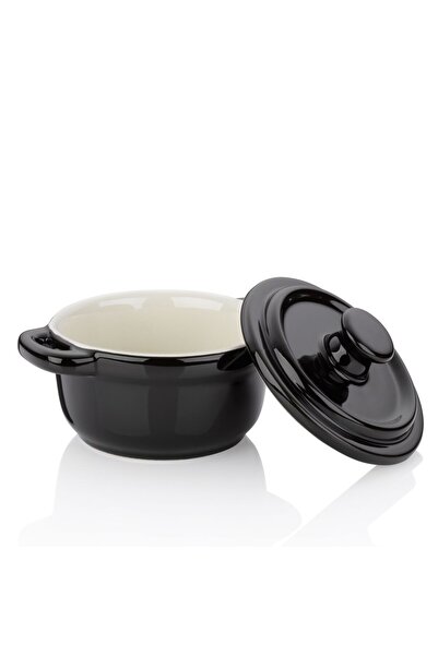 NO BRAND Vas rezistent la căldură cu capac Mini Kela Negru 14 X 9.5 cm