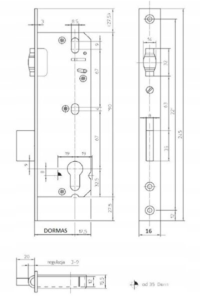 NO BRAND Kfv 51Pz Rolă de blocare încastrată 45 / 16 pentru uși din profil PVC