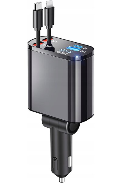 NO BRAND Încărcător auto Glilavox 60W cu cablu retractabil pentru iPhone Android