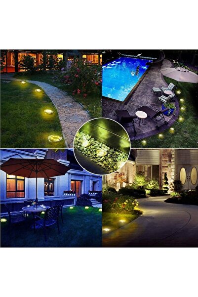 NO BRAND Lumini solare de grădină, 12 bucăți, LED, de exterior, tip disc, cu ...