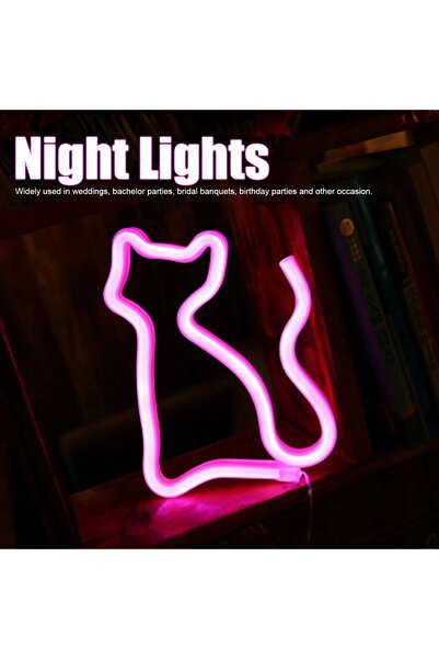 NO BRAND LED Neon pentru perete, Semne Neon, Pisică Roz, Lampă de Noapte, Dec...