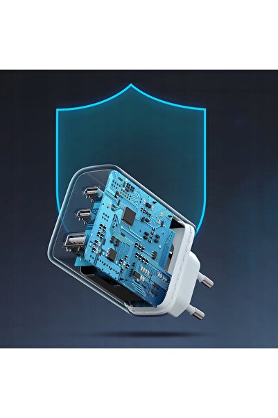 NO BRAND Încărcător Adaptor de Alimentare GaN 65W 2x USB-C + USB-A Power Deli...