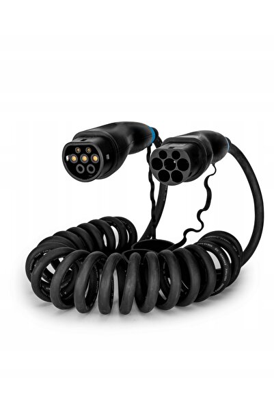 NO BRAND Cablu spiralat Evloaded Tip 2, lungime 5m, trifazat, 11Kw