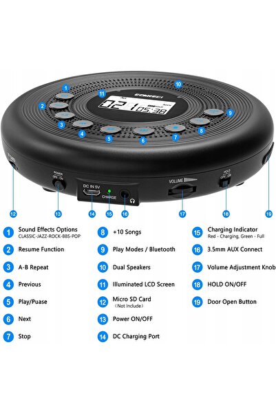 NO BRAND Player CD portabil Bluetooth cu difuzoare Cchkfei Cd276Tb