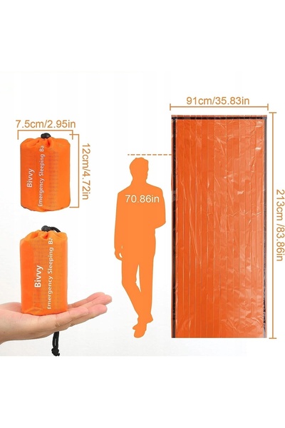 NO BRAND 213X90 cm 2 bucăți Pătură de urgență termică din folie PE pentru sal...