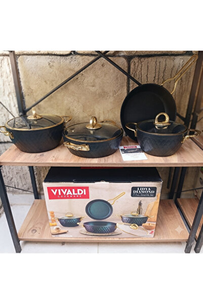 Vivaldi LİDYA DİAMOND 7 Parça Granit Tencere seti