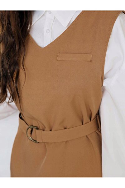 NO BRAND Set complet Cămașă Rochie albă Bej Uni Mini Clasic Dazy XL