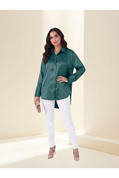 FNM Elegant Oversized Satin Button-Down Shirt