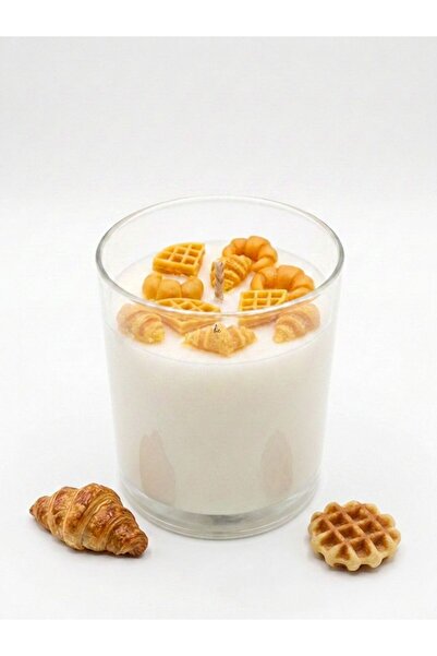 Florence Sunday Toast Breakfast Candle, Handmade Soy Wax Candle with Croissan...