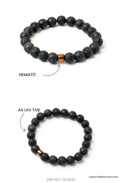 Orenda Design Lava Stone Men's Bracelet |   Grounding & Raw Power |   Natural Stone