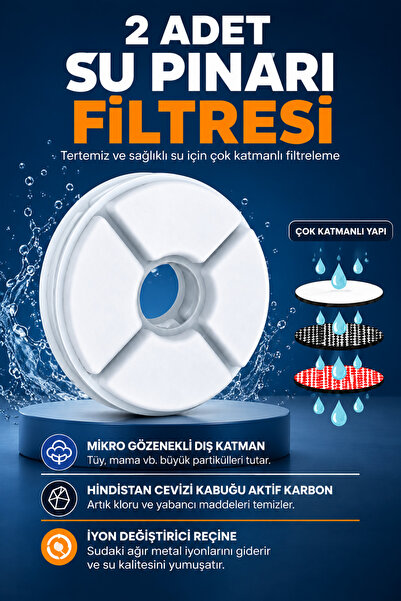 Arfseb Global Uyumlu Su Pınarı Yedek Filtresi 2 Adet Aktif Karbonlu Su Şelalesi Filtresi