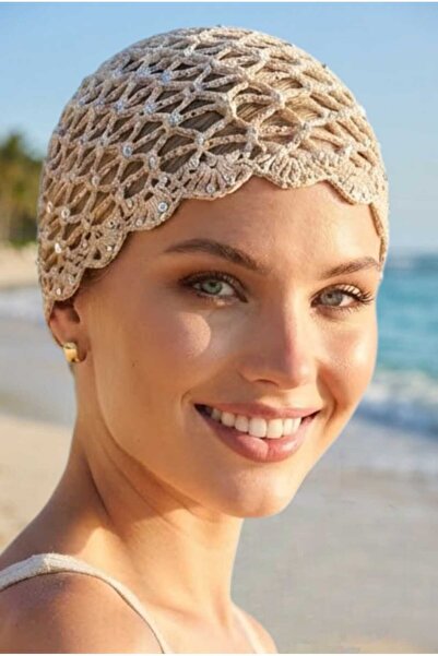 Uniquetrenders قبعة نسائية مطرزة بالترتر اللامع، قبعة كروشيه بوهيمية للشاطئ، ...