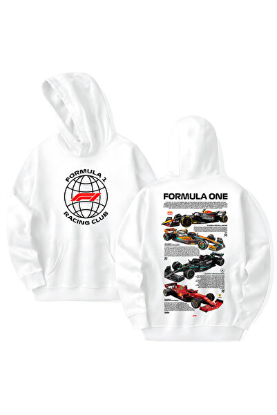 STİL-X Formula 1 Printed Cotton Long Sleeve Hooded Sweatshirt with 3 Yarns