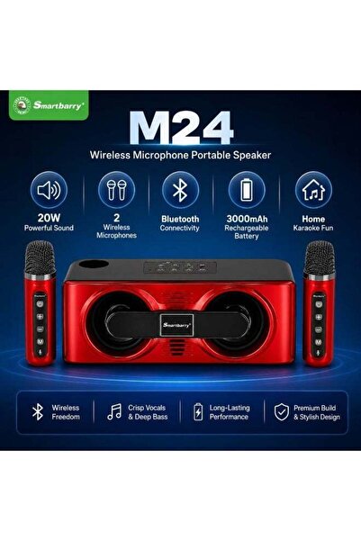 Generic سمارت باري M24 مكبر صوت كاريوكي لاسلكي محمول مع ميكروفون، صوت عالي بق...