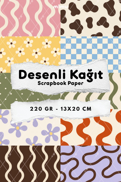 Mimu Art Studio İnek Deseni Papatya Ekose Dalga Desenli Kağıt Seti Scrapbook ...