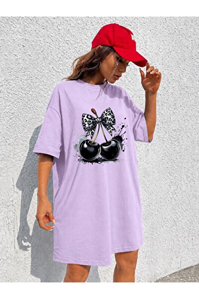classy moda Γυναικείο μπλουζάκι με στάμπα λεοπάρ φιόγκο και κεράσι, εξαιρετικ...