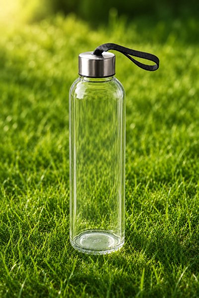 Archora Glass Water Bottle with Metal Cover Transparent 500 ml