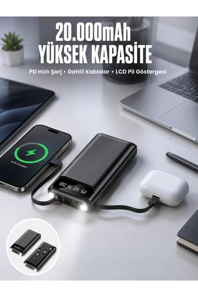 OEM Powerbank 20.000 Mah Dijital Göstergeli Lcd Ekran Uzun Pil Ömrü Yeni Nesil