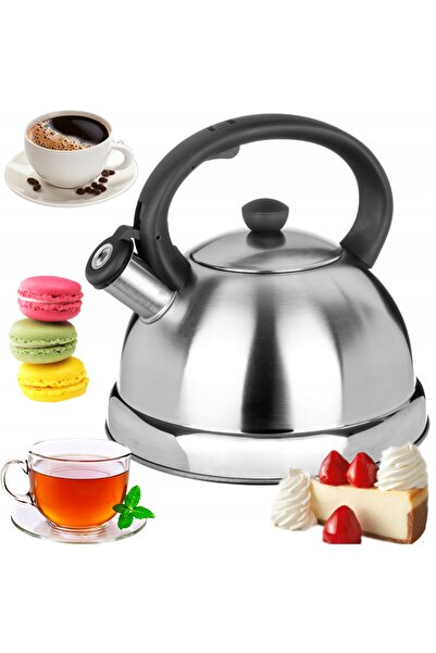 NO BRAND Ceainic tradițional din oțel inoxidabil cu fluier 2.7L Argintiu Indu...