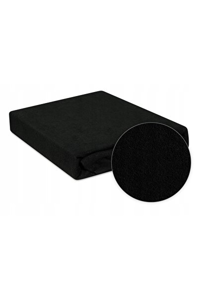 NO BRAND Cearșaf de pat din frotir cu elastic, gros, premium, 160x200, negru