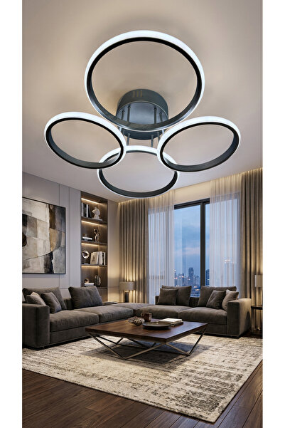 G-Light 4 Lü Yuvarlak Siyah Modern Plafonyer Led Avize