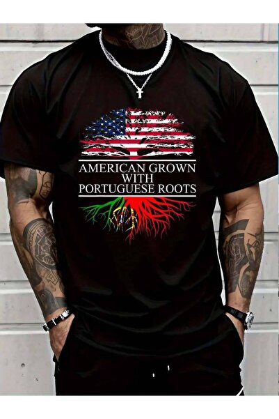 799 100% Cotton Portuguese Roots, American Grown, Flag Of Portugal T-Shirt Me...