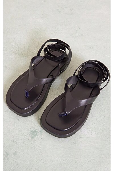 NO BRAND Sandale cu platformă din imitație de piele neagră Krush 40
