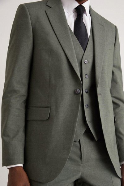 NO BRAND Sacou Burton Verde Elegant Clasic la un rând de nasturi 56