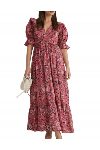NO BRAND Rochie cu model multicolor, lungime midi, cu mânecă scurtă, Flawless...