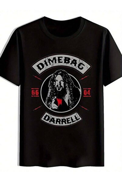 LİNA06 قميص رجالي أسود بتصميم Dimebag Darrell - تصميم فرقة موسيقية، أكمام قصي...