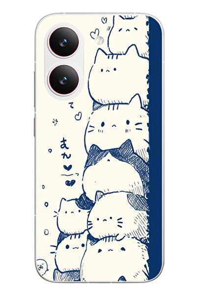 Poco X8 Pro Uyumlu Mavi Kedi Kardeşliği Baskılı Silikon Kılıf