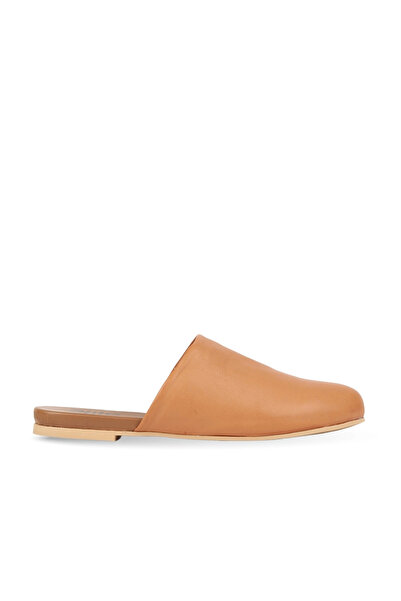 BUENO Tan Dark Leather Women's Flat Slippers