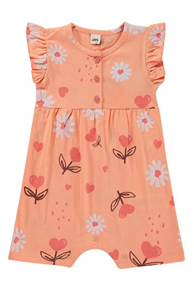 Civil Baby Heart Flower Print 6-18 Months Jumpsuit - Powder